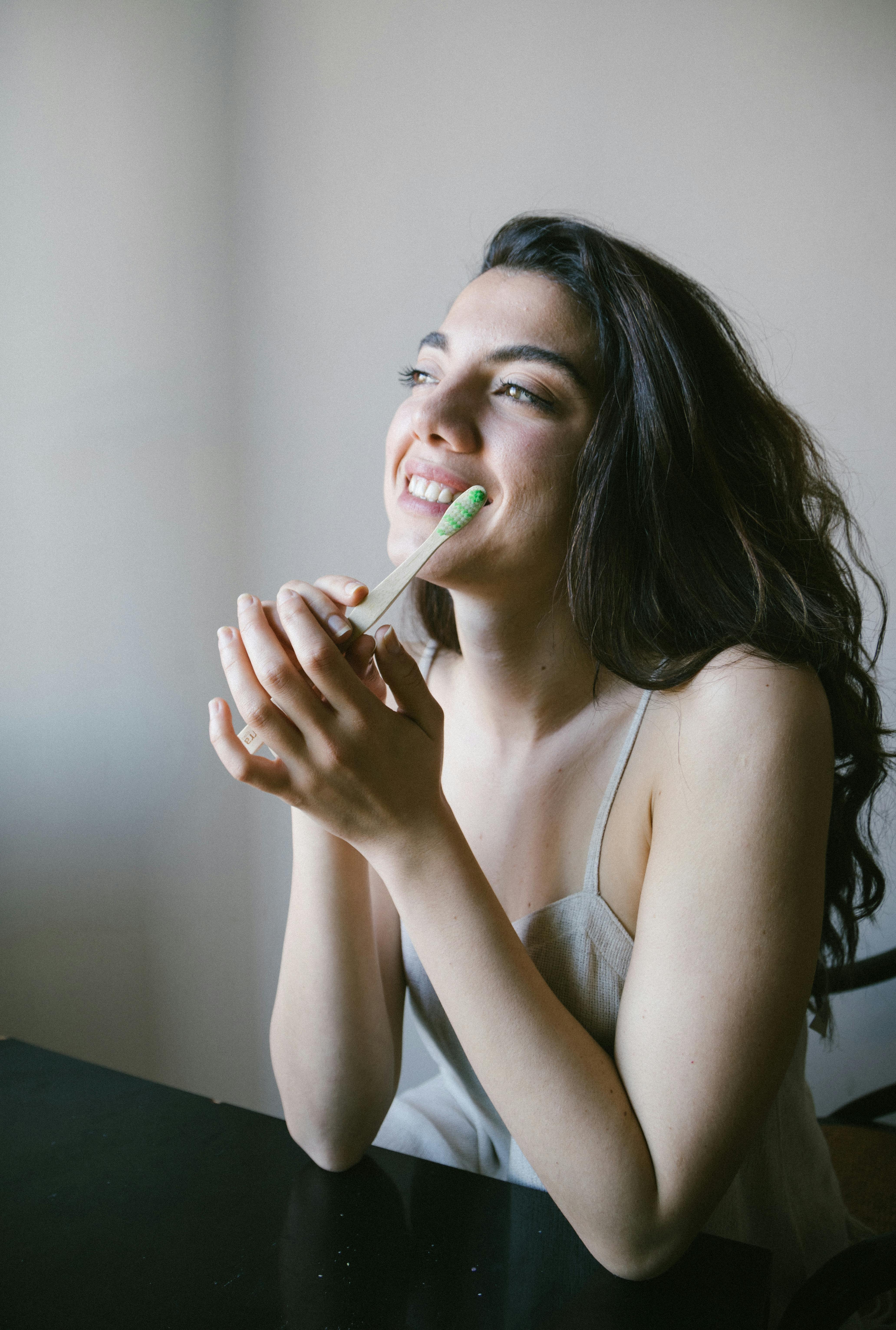 Patient brushing teeth
